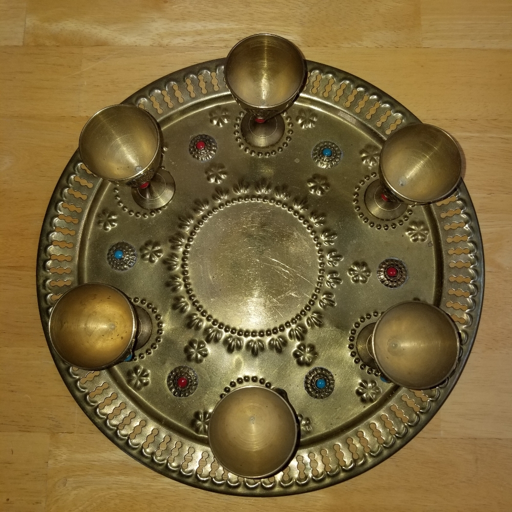 🔻REDUCED❣ #1099 8 pcs Morocco Wine Tea Coffe brass stone set - Picture 7 of 16